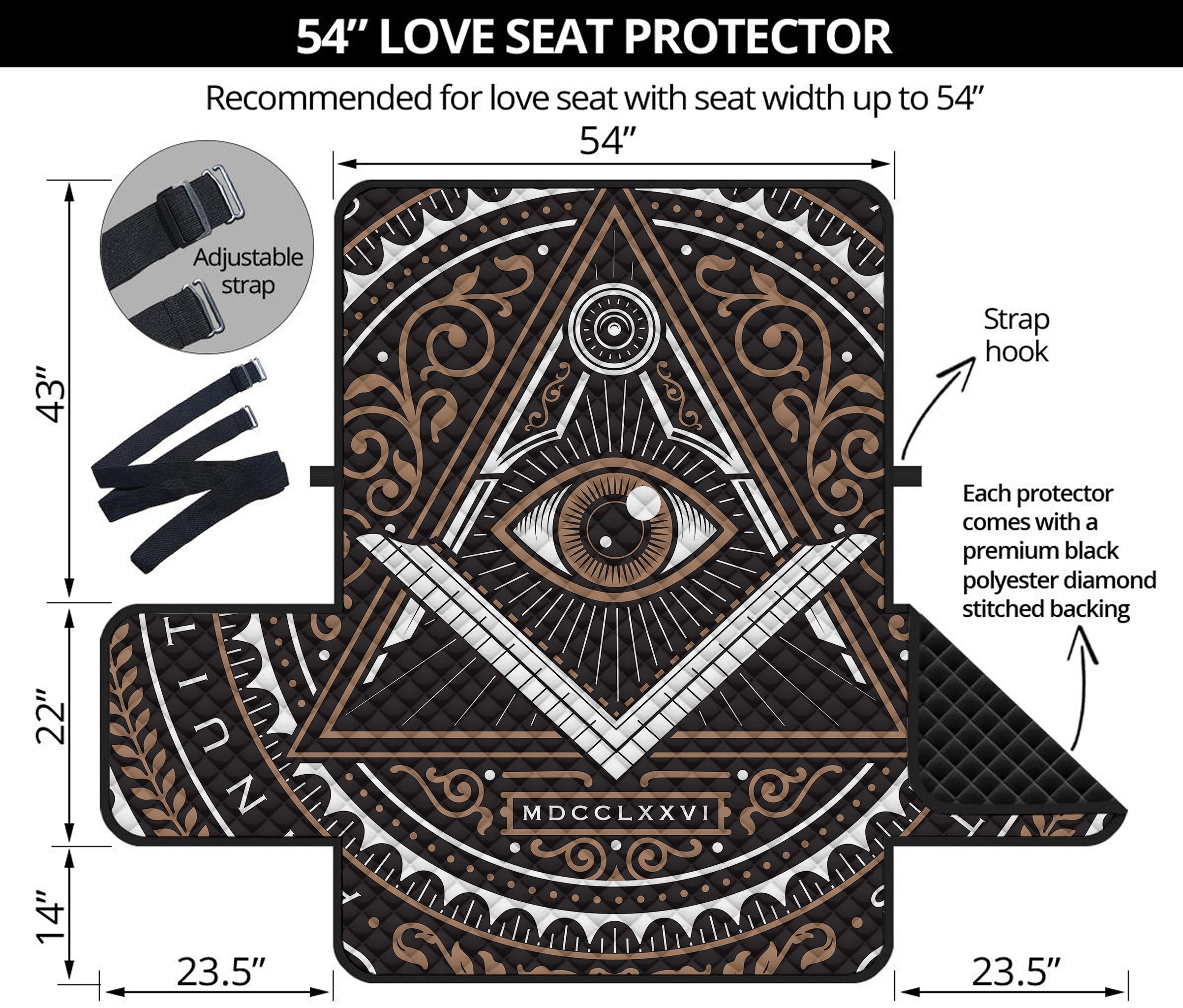 All Seeing Eye Symbol Print Loveseat Protector