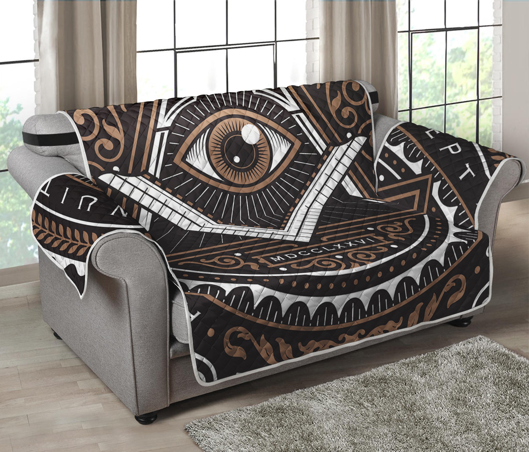 All Seeing Eye Symbol Print Loveseat Protector