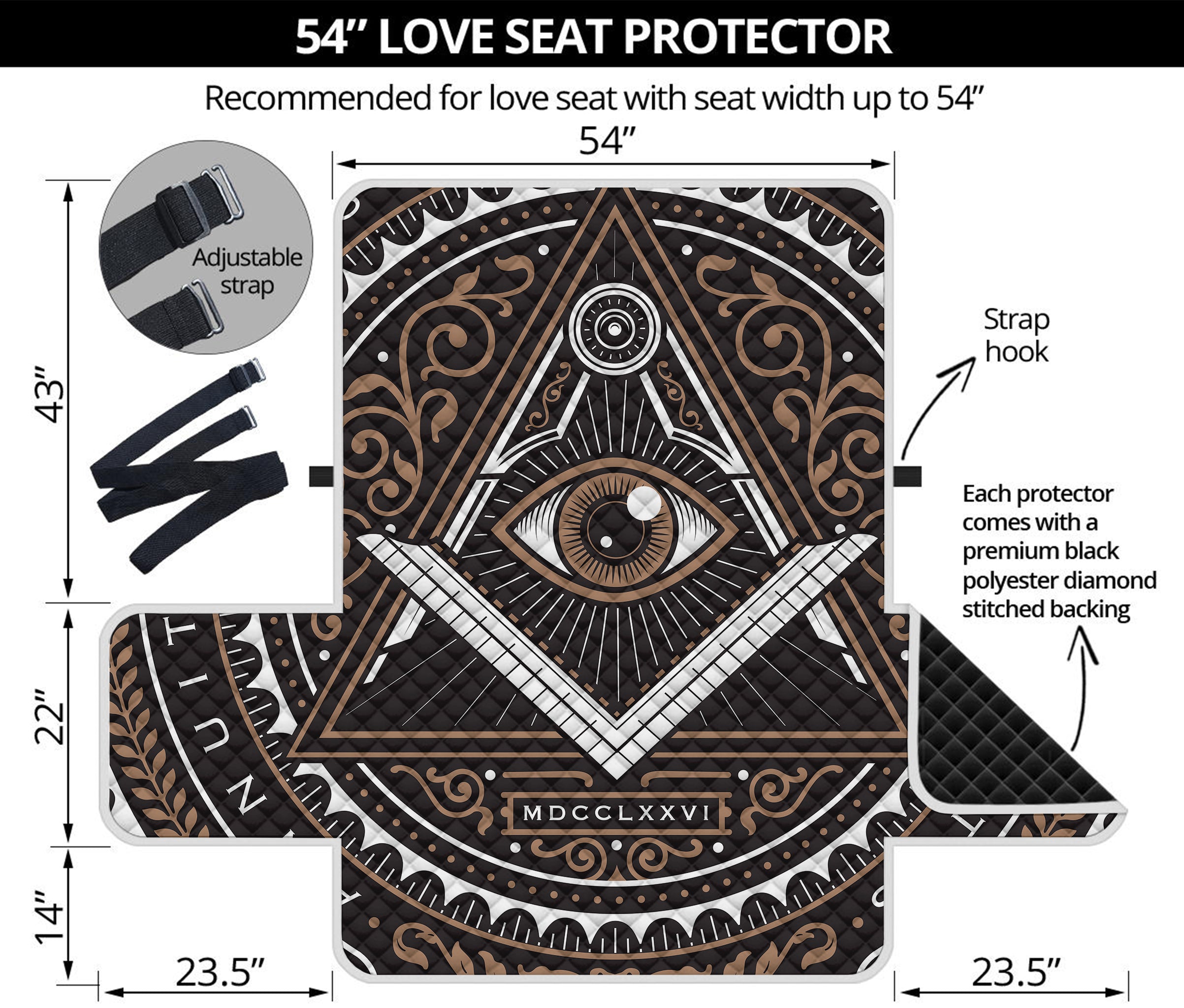 All Seeing Eye Symbol Print Loveseat Protector