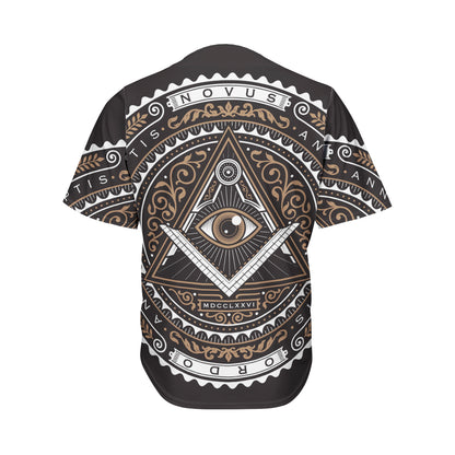 All Seeing Eye Symbol Print Men's Baseball Jersey