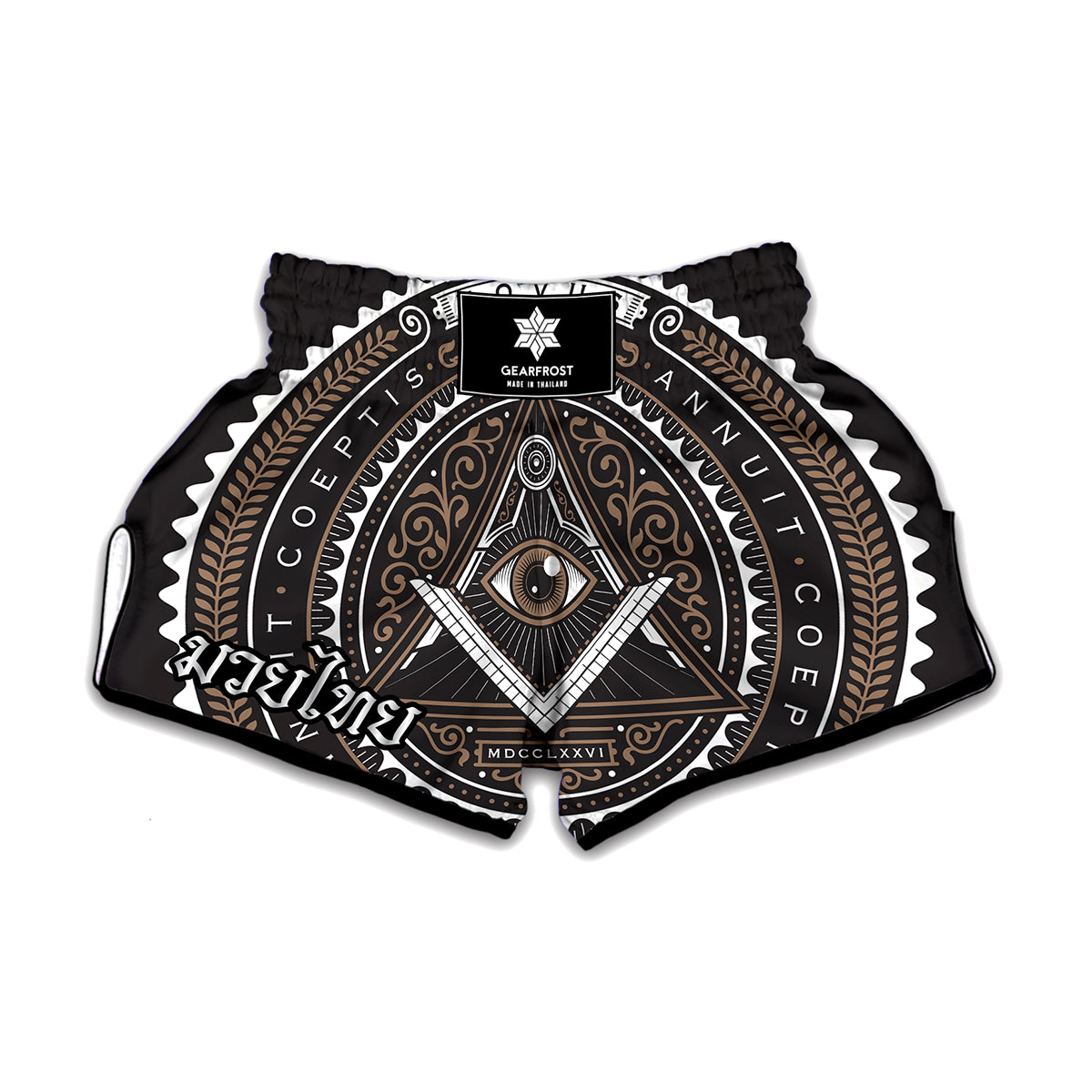 All Seeing Eye Symbol Print Muay Thai Boxing Shorts