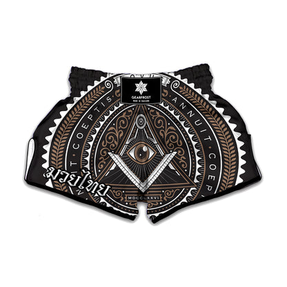 All Seeing Eye Symbol Print Muay Thai Boxing Shorts