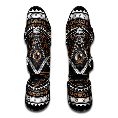 All Seeing Eye Symbol Print Muay Thai Shin Guard