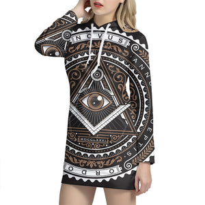 All Seeing Eye Symbol Print Pullover Hoodie Dress