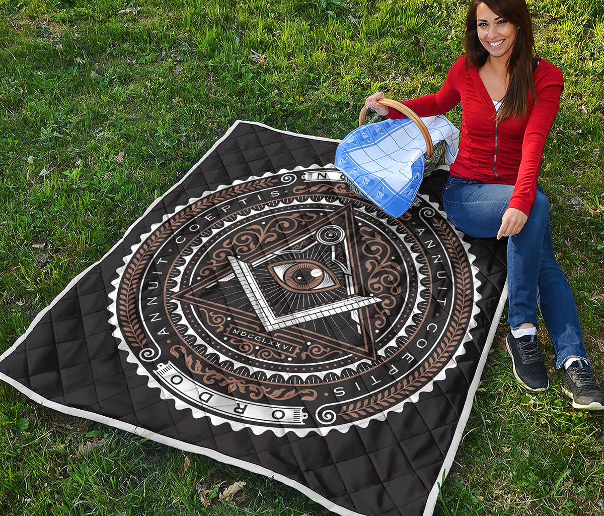 All Seeing Eye Symbol Print Quilt