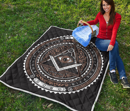 All Seeing Eye Symbol Print Quilt