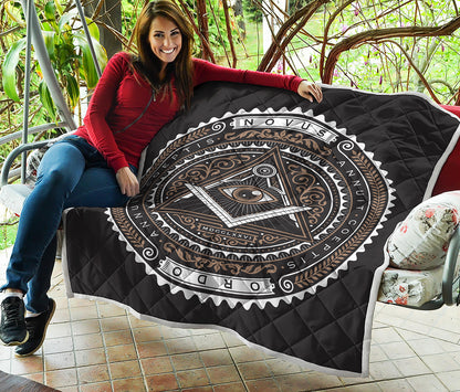 All Seeing Eye Symbol Print Quilt