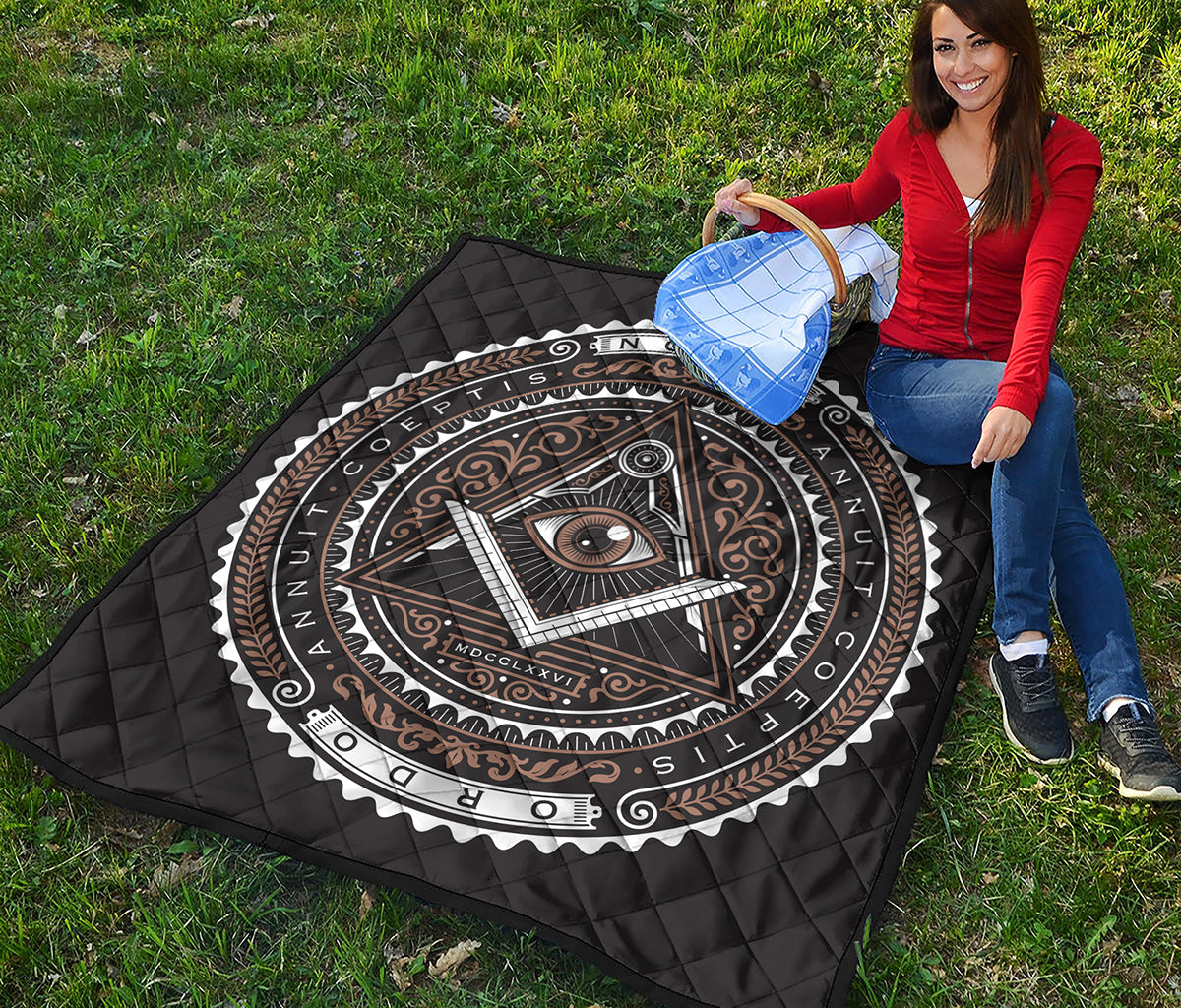 All Seeing Eye Symbol Print Quilt