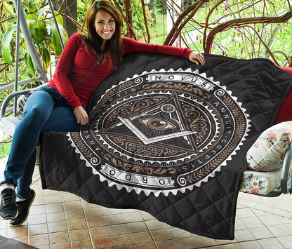All Seeing Eye Symbol Print Quilt