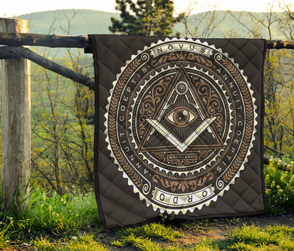 All Seeing Eye Symbol Print Quilt