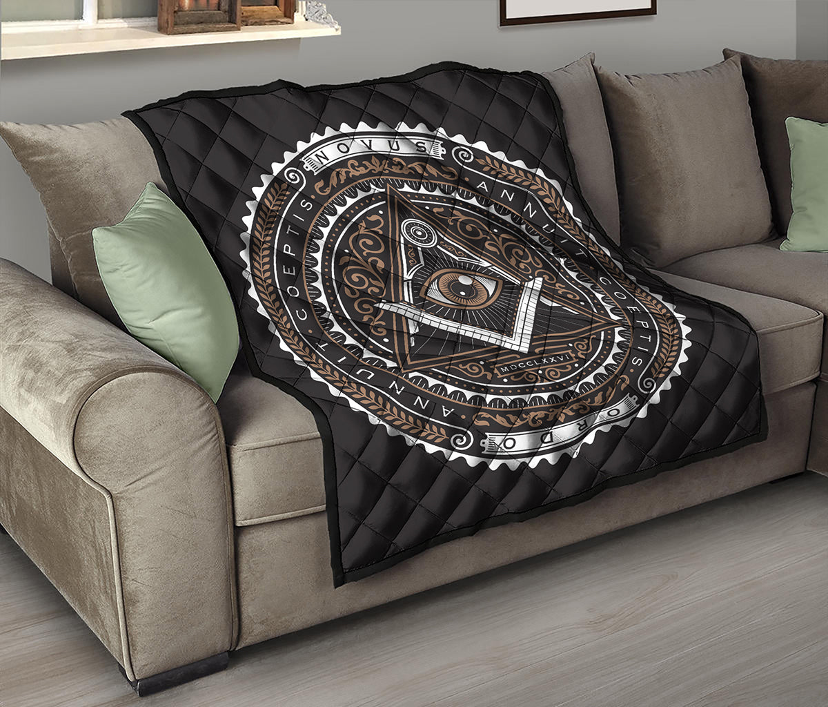 All Seeing Eye Symbol Print Quilt