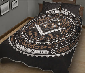 All Seeing Eye Symbol Print Quilt Bed Set