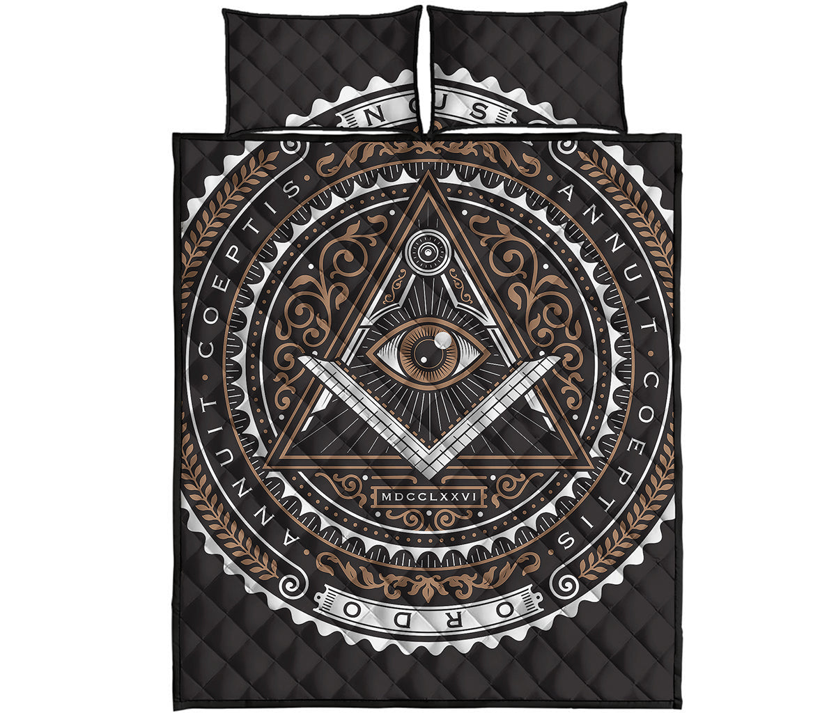 All Seeing Eye Symbol Print Quilt Bed Set