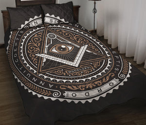 All Seeing Eye Symbol Print Quilt Bed Set