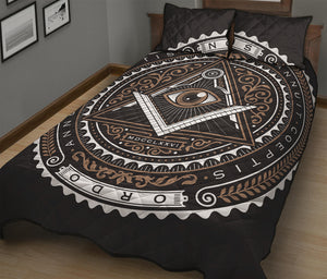 All Seeing Eye Symbol Print Quilt Bed Set