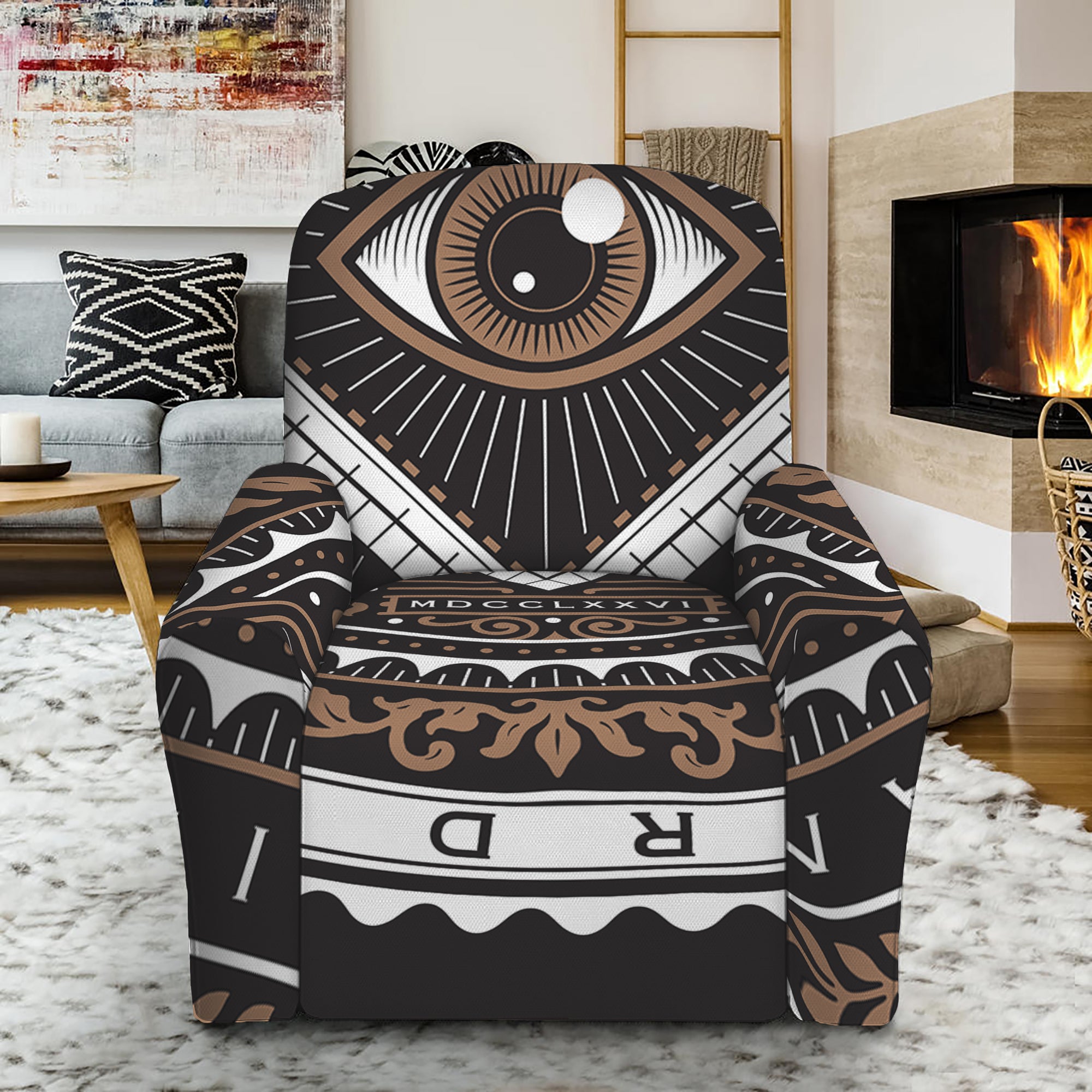 All Seeing Eye Symbol Print Recliner Slipcover