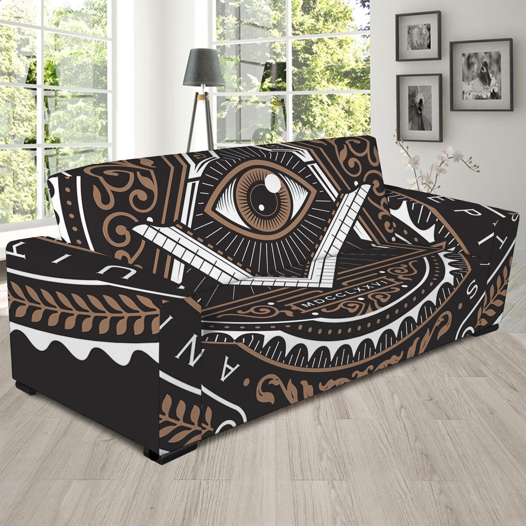 All Seeing Eye Symbol Print Sofa Slipcover