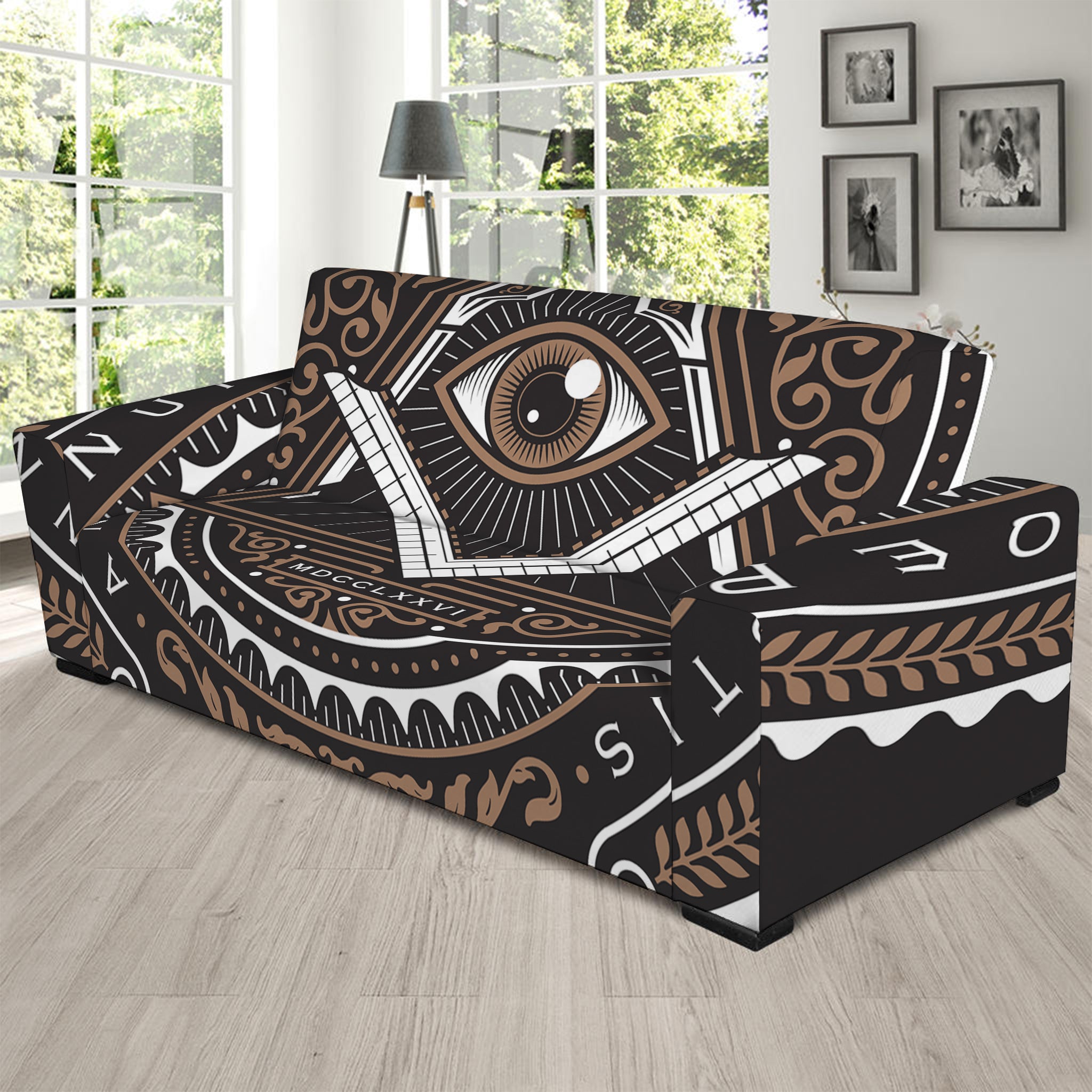 All Seeing Eye Symbol Print Sofa Slipcover