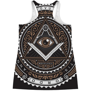 All Seeing Eye Symbol Print Women's Racerback Tank Top