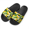 Aloha Banana Pattern Print Black Slide Sandals