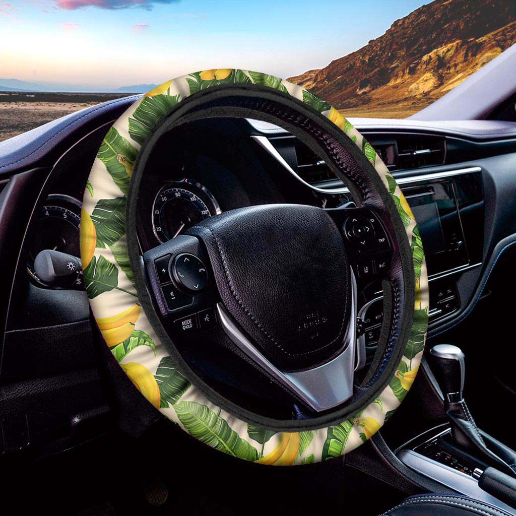 Aloha Banana Pattern Print Car Steering Wheel Cover