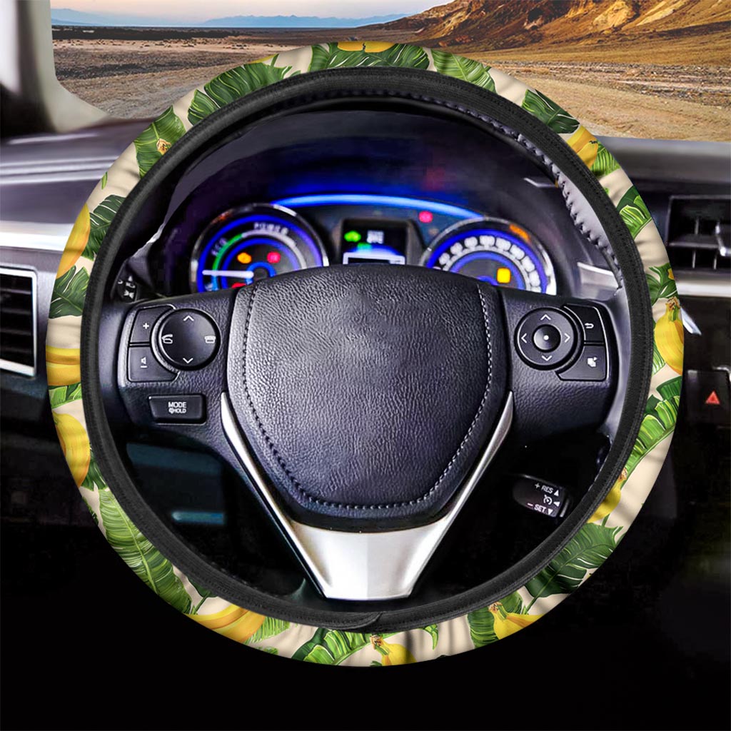 Aloha Banana Pattern Print Car Steering Wheel Cover