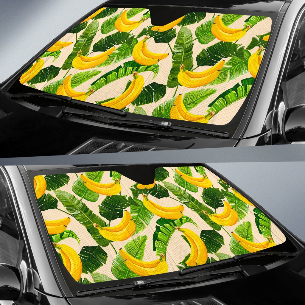 Aloha Banana Pattern Print Car Sun Shade GearFrost