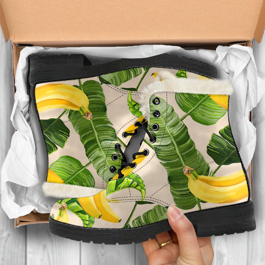 Aloha Banana Pattern Print Comfy Boots GearFrost