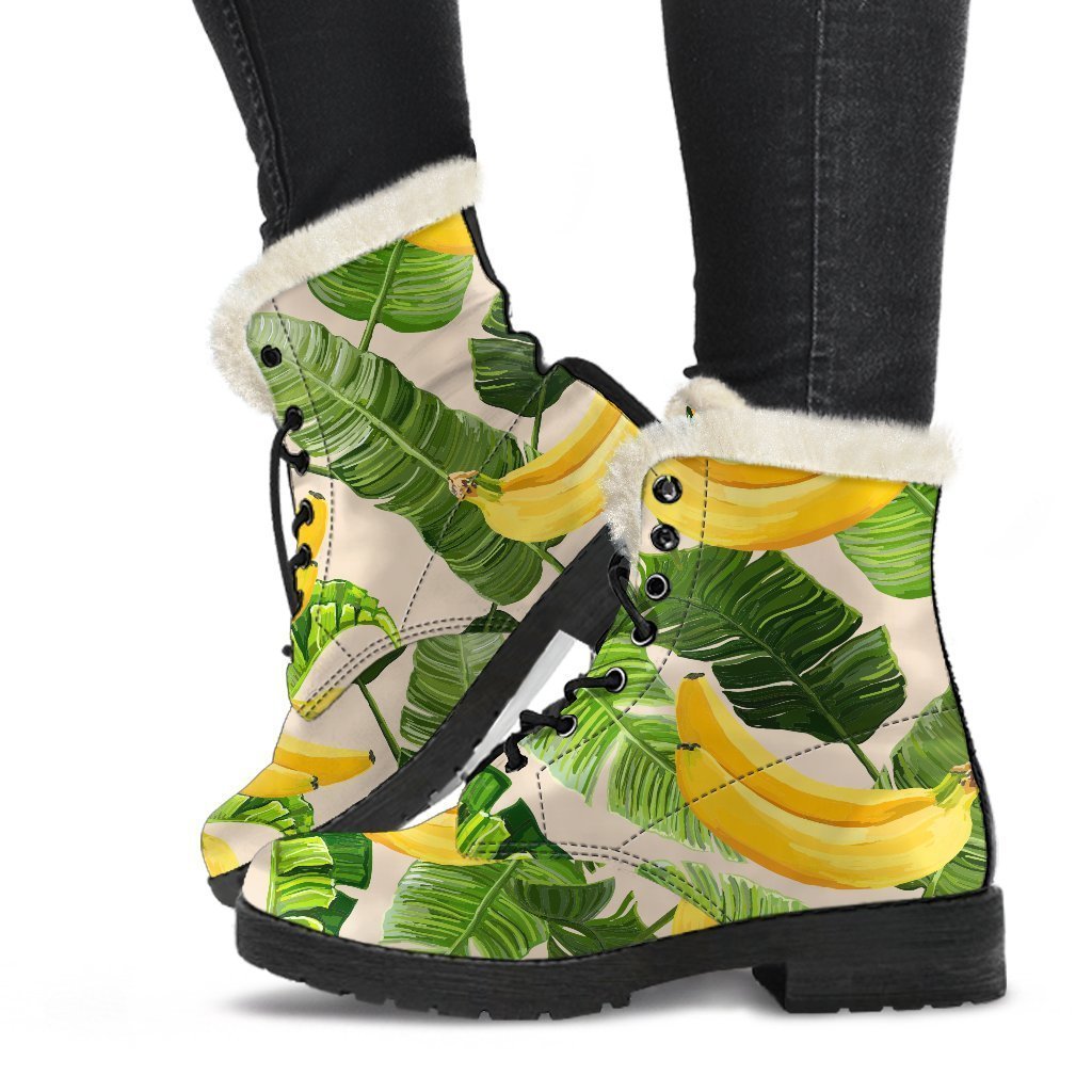 Aloha Banana Pattern Print Comfy Boots GearFrost