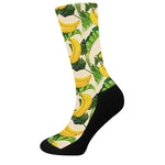 Aloha Banana Pattern Print Crew Socks