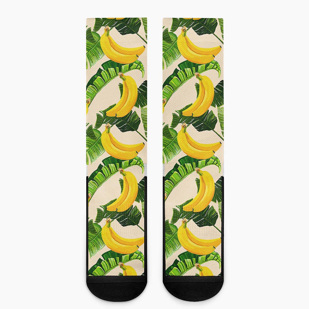 Aloha Banana Pattern Print Crew Socks