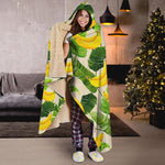 Aloha Banana Pattern Print Hooded Blanket