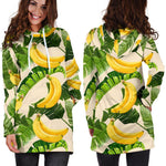 Aloha Banana Pattern Print Hoodie Dress GearFrost