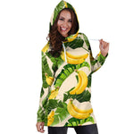 Aloha Banana Pattern Print Hoodie Dress GearFrost