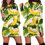 Aloha Banana Pattern Print Hoodie Dress GearFrost