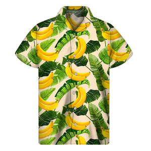 Aloha Banana Pattern Print Men's Short Sleeve Shirt