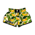 Aloha Banana Pattern Print Muay Thai Boxing Shorts