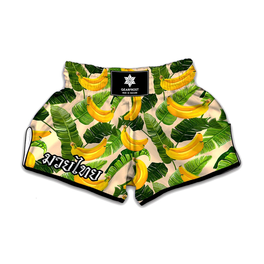 Aloha Banana Pattern Print Muay Thai Boxing Shorts