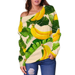 Aloha Banana Pattern Print Off Shoulder Sweatshirt GearFrost