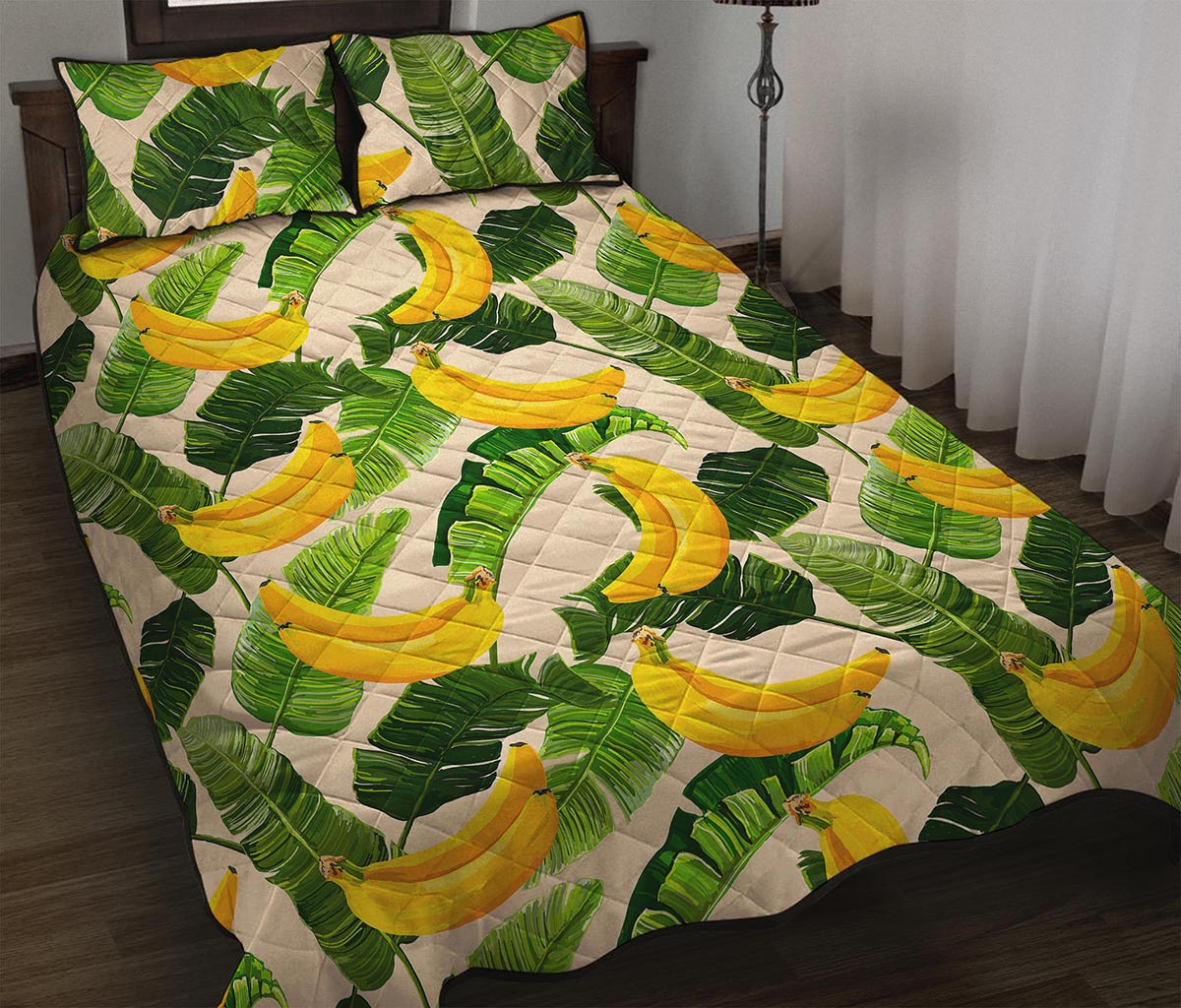 Aloha Banana Pattern Print Quilt Bed Set