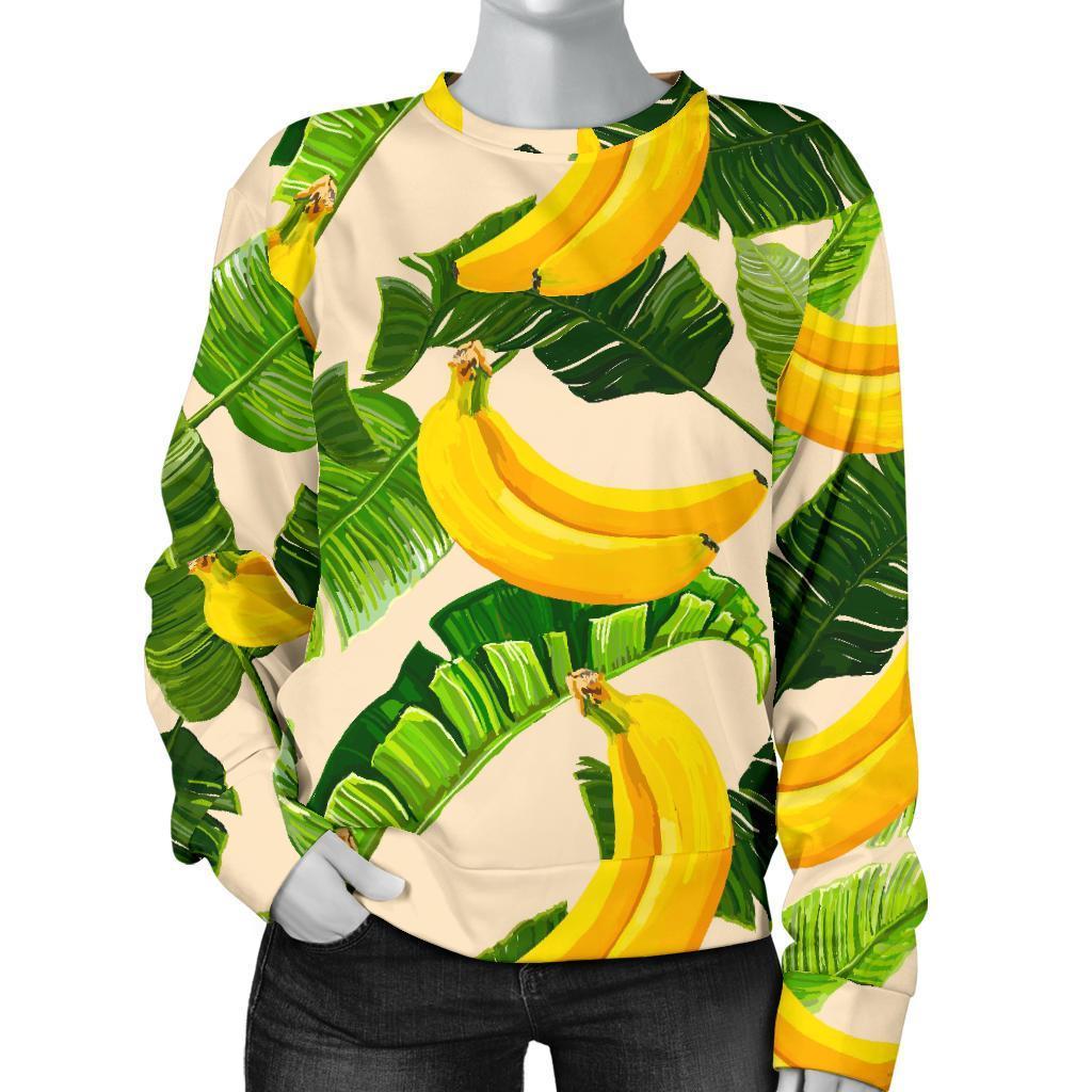 Aloha Banana Pattern Print Women's Crewneck Sweatshirt GearFrost