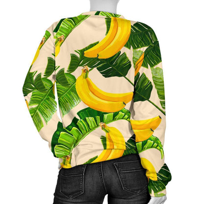 Aloha Banana Pattern Print Women's Crewneck Sweatshirt GearFrost