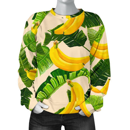 Aloha Banana Pattern Print Women's Crewneck Sweatshirt GearFrost