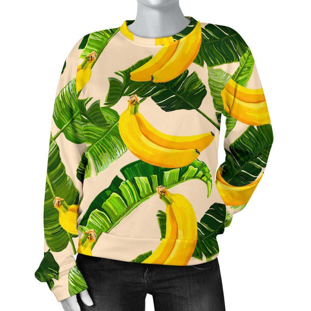 Aloha Banana Pattern Print Women's Crewneck Sweatshirt GearFrost