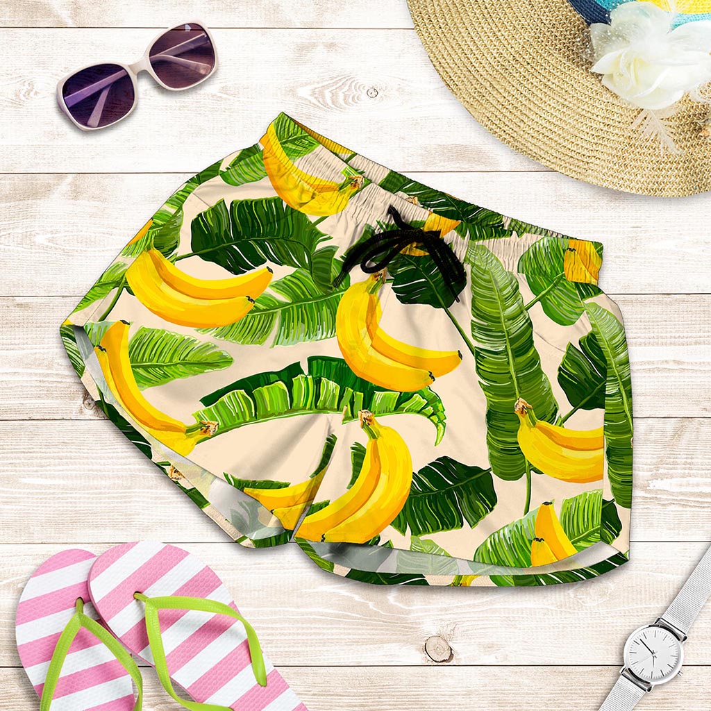 Aloha Banana Pattern Print Women's Shorts