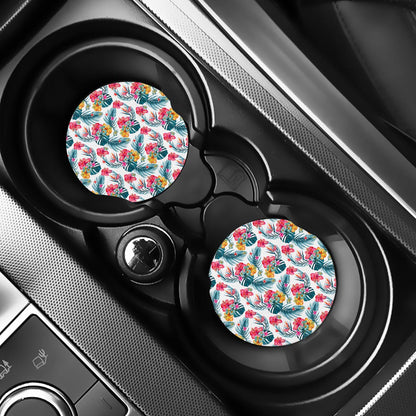 Aloha Hawaii Floral Pattern Print Car Coasters