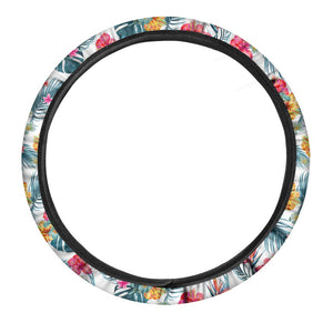 Aloha Hawaii Floral Pattern Print Car Steering Wheel Cover