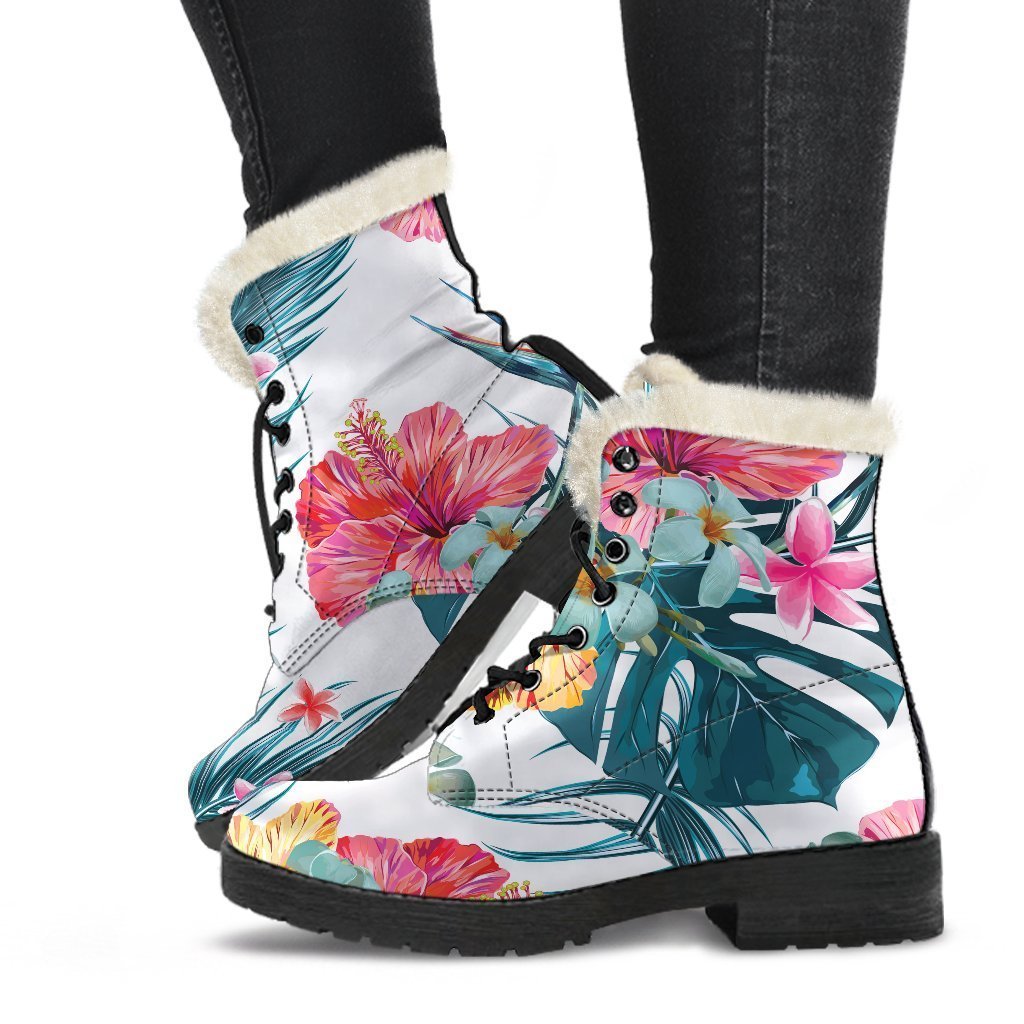 Aloha Hawaii Floral Pattern Print Comfy Boots GearFrost