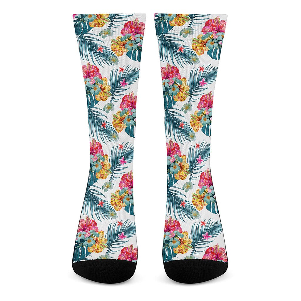 Aloha Hawaii Floral Pattern Print Crew Socks