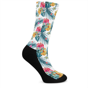 Aloha Hawaii Floral Pattern Print Crew Socks